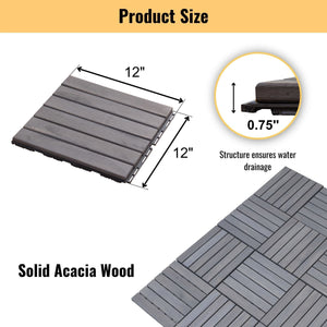 Interlocking Deck Tiles Striped Pattern Waterproof Brown
