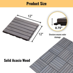 Interlocking Deck Tiles Striped Pattern Waterproof Brown
