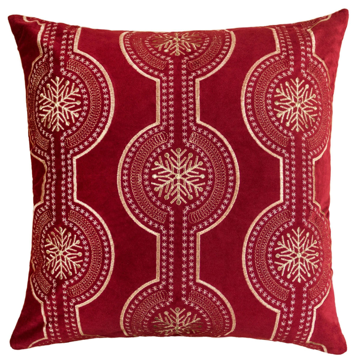 Holiday Throw Pillow With Snowflake Embroidery