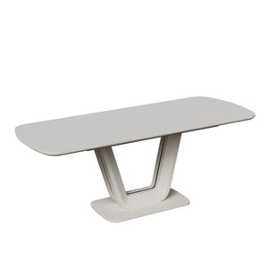 Modern Industrial Style Expandable Dining Table With U Shaped Legs - Antique Gray White