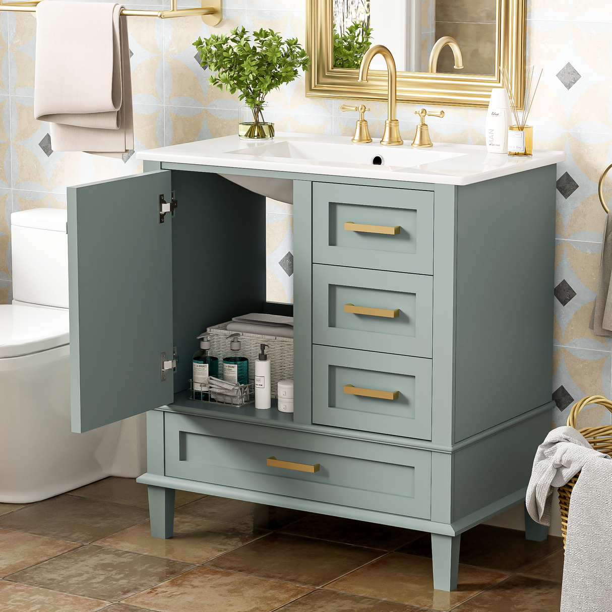 30" Bathroom Vanity with Sink Combo Set