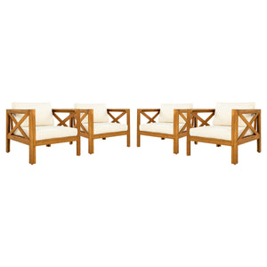 Patio Conversation Set with Acacia Wood Armchairs and End Table