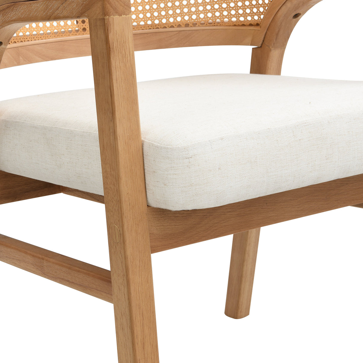 Wooden Frame Dining Chair with Rattan Back, Set of 2