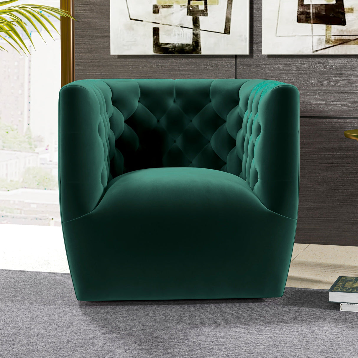 Delaney Velvet Swivel Club Chair