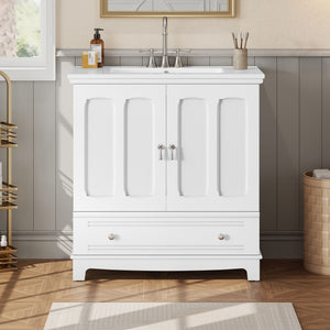Bathroom Vanity With Sink, Cabinet With Adjustable Shelf And Drawer Divider