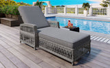 GO Outdoor Long Reclining Chaise with Armrests and Cushions