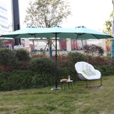 14.8 Ft Double Sided Outdoor Umbrella Rectangular Large with Crank (Light Green)