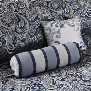 12 Piece Comforter Set with Cotton Bed Sheets Navy Cal King