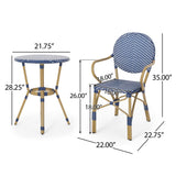Outdoor PE Rattan and Aluminum 3-Piece French Bistro Set
