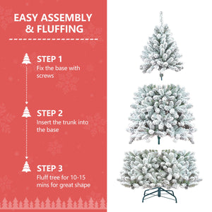 5FT Flocked Christmas Tree with Pine Cones