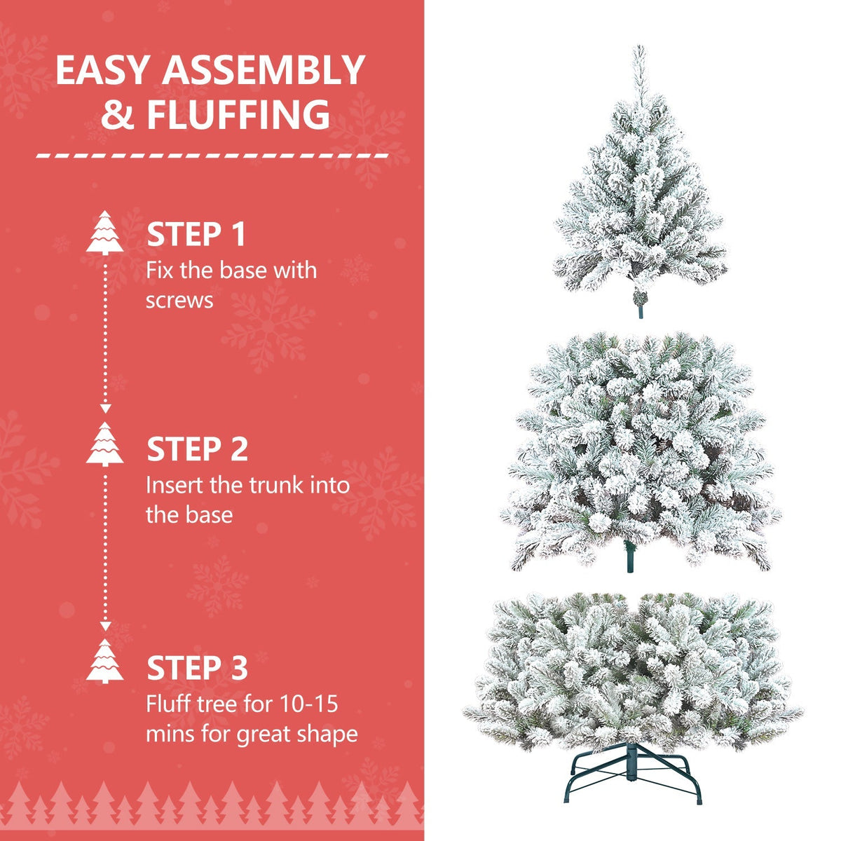 7FT Flocked Christmas Tree with Pine Cones