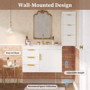 Wall Mounted Bathroom Cabinet With Side Cabinet Combo