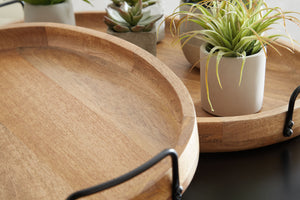 Jocelyne - Tray Set (Set of 2) - Brown / Black