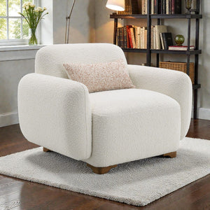 Darius - Boucle Accent Chair With 1 Toss Pillow - Beige