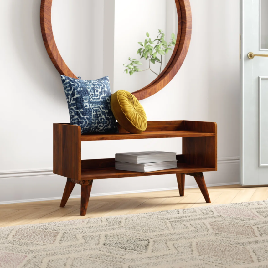 Solid Wood Nordic Storage Bench in Chestnut