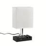 USB Table Lamp with AC Outlet – 3 Color Bedside Lamp with Fabric Shade & Bulb