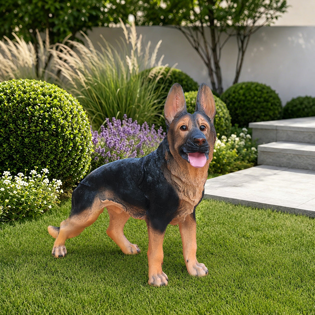 Outdoor German Shepherd Dog Statue Greeter Garden Decor