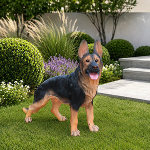 Outdoor German Shepherd Dog Statue Greeter Garden Decor
