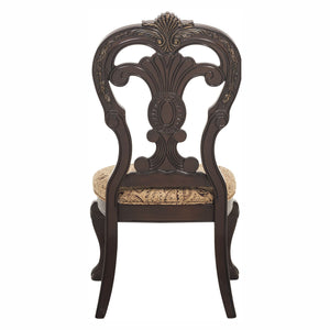 Elegant Style Beautiful Side Chairs 2 Piece Set Cherry With Tipping Fabric Upholstered Traditional Dining Furniture - Cherry