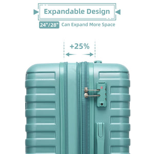Luggage Sets 6 Piece with Duffel Bags Hardside Expandable Suitcases with Spinner Wheels Misty Blue