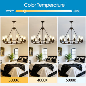 Black Wagon Wheel Chandelier 31.5 Inch Modern Farmhouse Glass Pendant Light 12-Light Ceiling Hanging Lighting Fixtures for Living Room Dining Room Kitchen Island Foyer--NO INCLUDED BULBS
