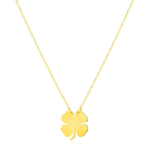 14K Yellow Gold Four Leaf Clover Necklace