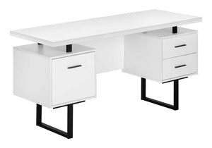 Computer Desk For Home Office, Laptop, Left, Right Set-Up, Storage Drawers, Contemporary & Modern