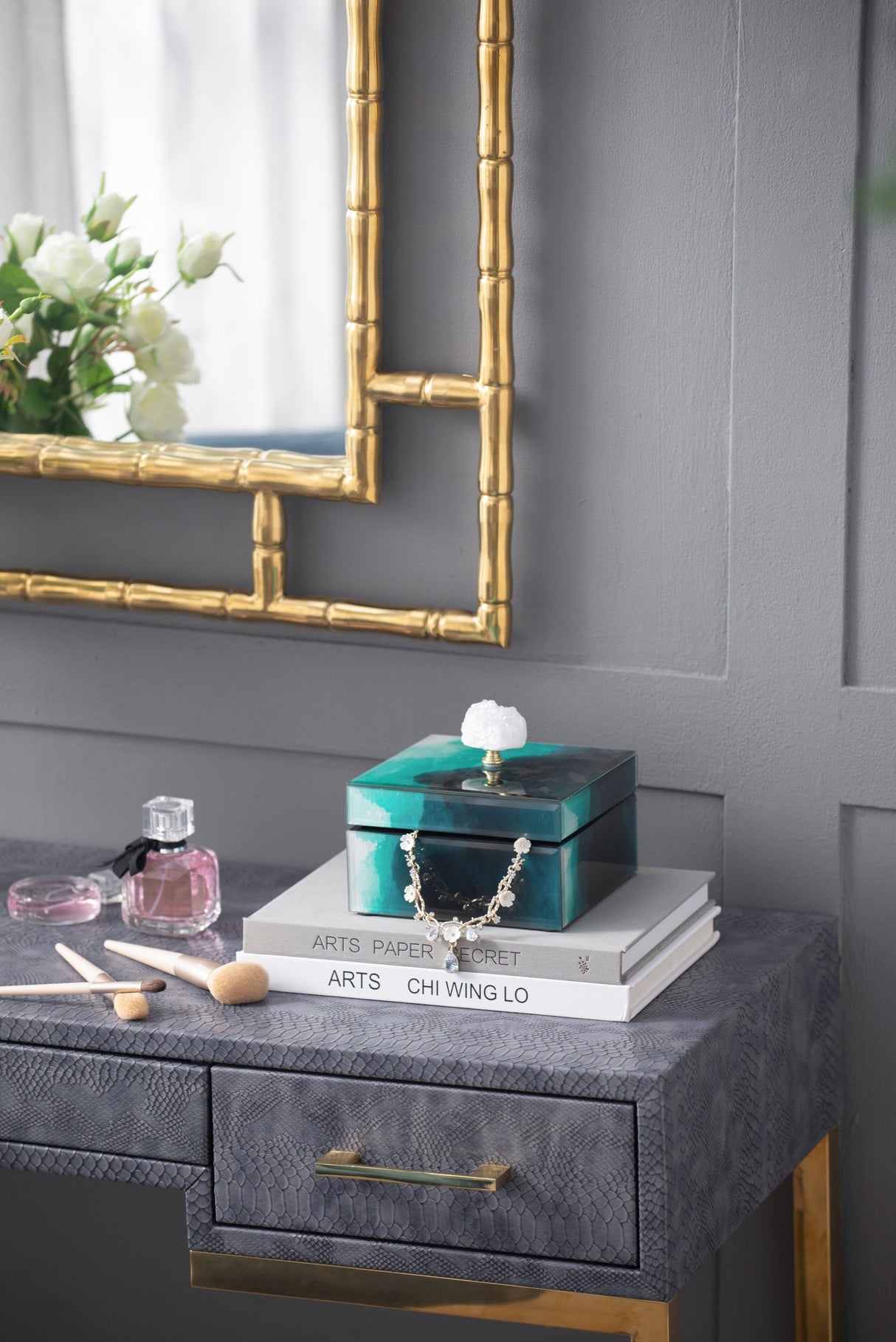 6' x 6' x 5' Bethany Aqua Jewelry Box, Stackable Decorative Storage Boxes With Lids