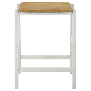 Prager - 3 Piece Kitchen Island Counter Table Set With Overhead Rack And Backless Stools - White
