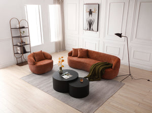 360° Swivel Mid Century Modern Curved 1-Seat Sofa - Orange