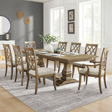 Wooden Lattice-Back Dining Chairs, Set of 2