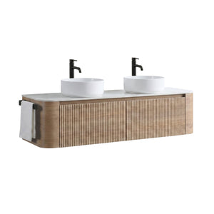 Erba 60 Inch Bathroom Vanity with Sink - Honey Oak and White