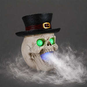 LED Light-Up Skull with Top Hat & Mist Maker