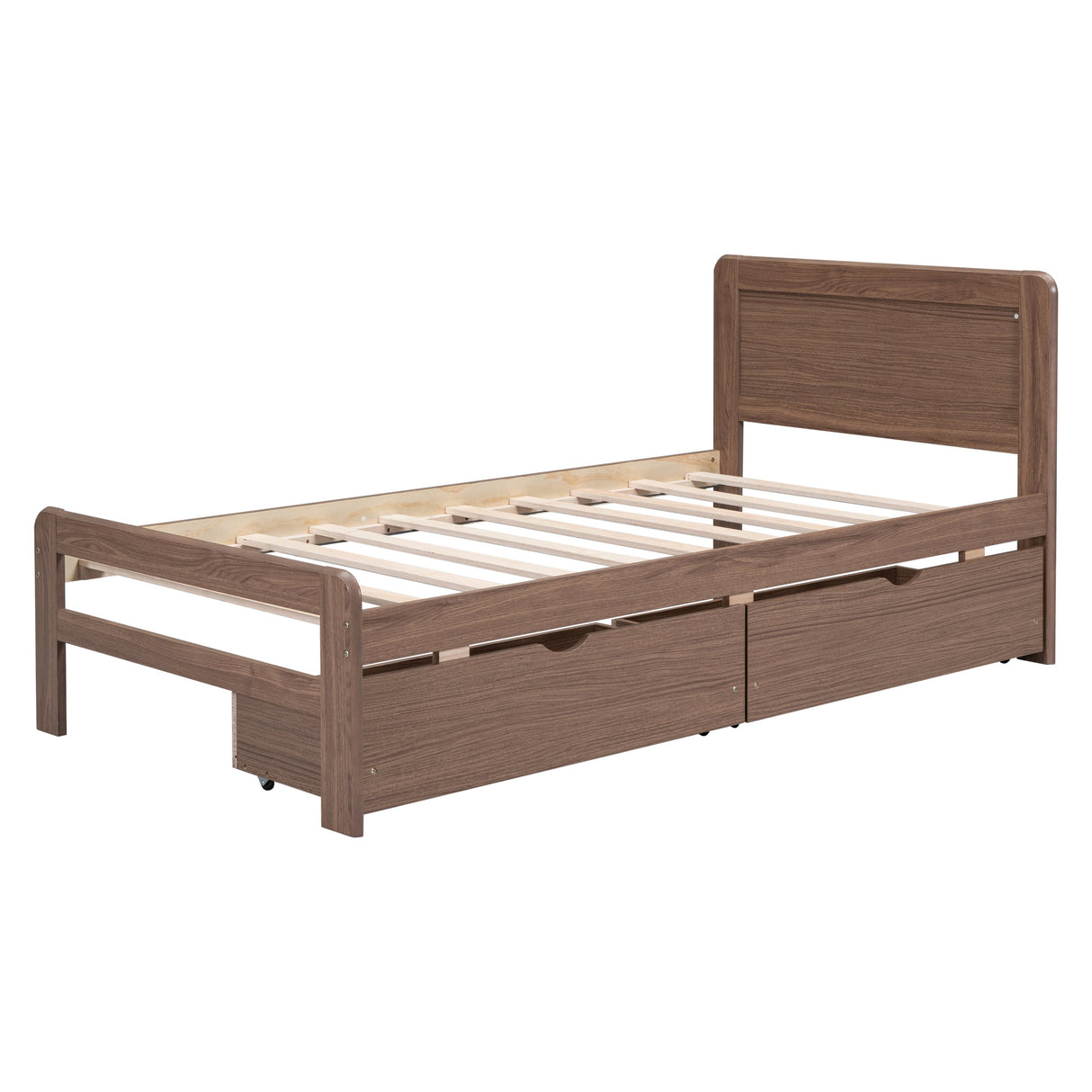 The Space-Saving Rubberwood Twin Bed With Integrated Storage