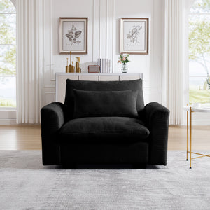 Black Corduroy Deep Seat Single Sofa Accent Chair