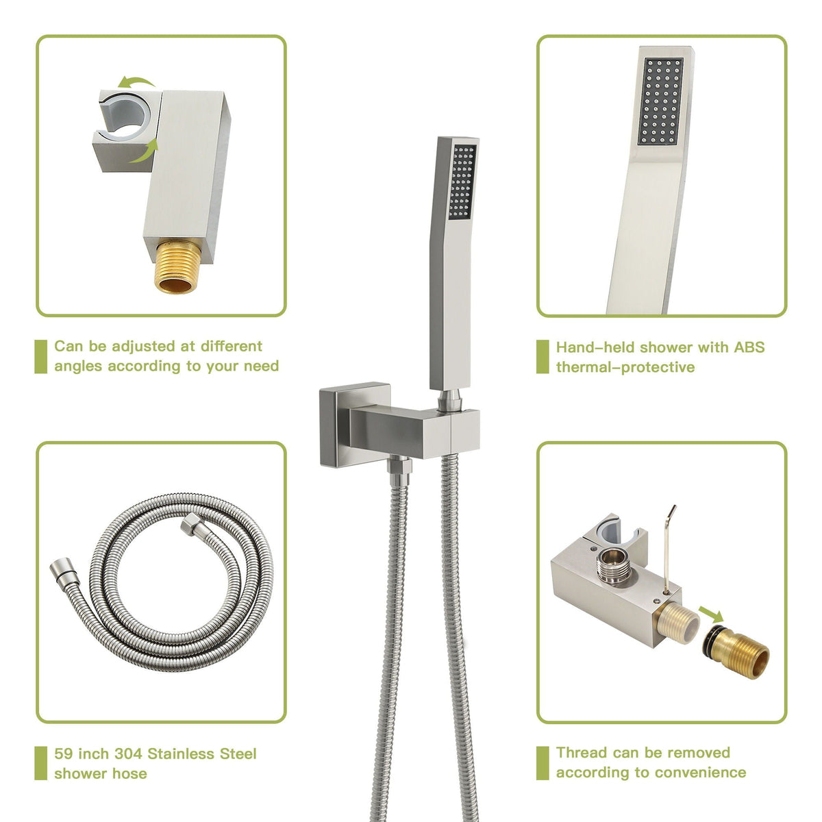 Modern Shower System With Waterfall Tub Spout, 12" Ceiling Mount Square Shower