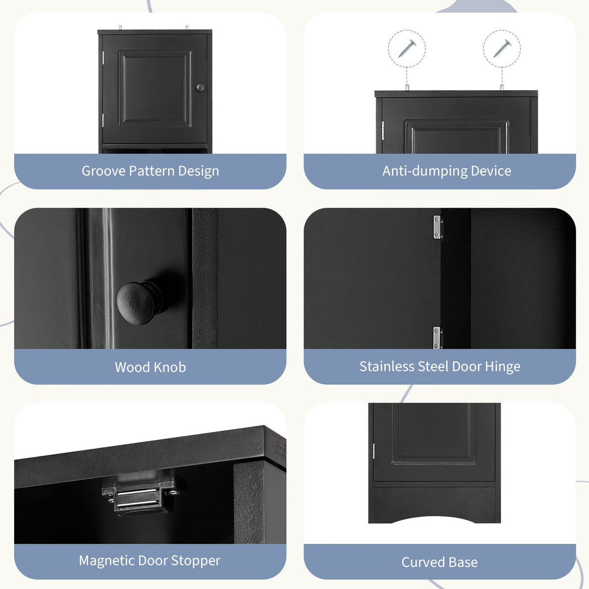 Multi-Functional Corner Cabinet Tall Bathroom Storage Cabinet with Two Doors and Adjustable Shelves, Open Shelf