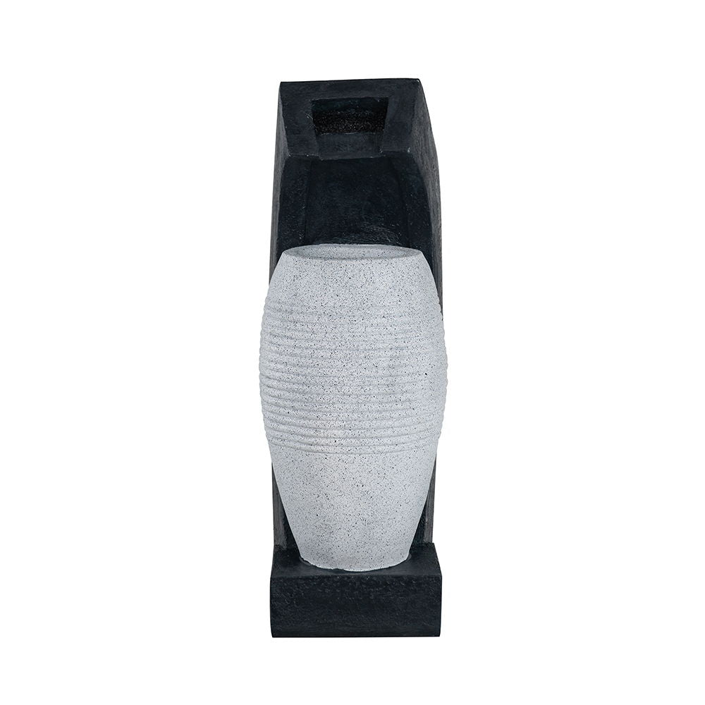 Water Fountain with Vase Design and Integrated Light & Pump - Polyresin
