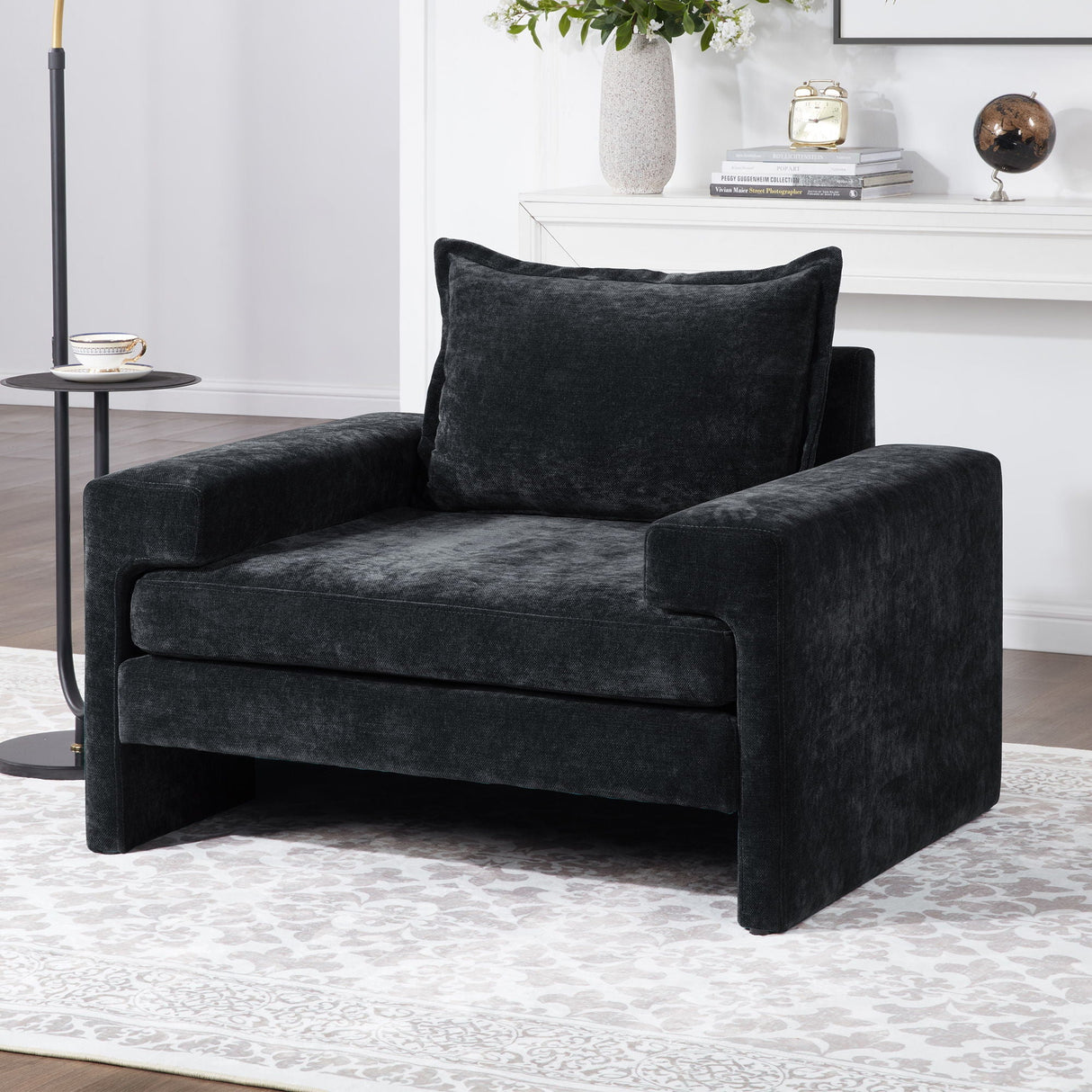 Upholstered Accent Chair With Wide Armrests And Ergonomic Back Support
