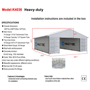 40FT x 36FT Container Roof Kit – Heavy-Duty Steel Shelter