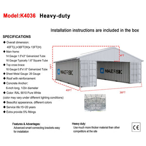 40FT x 36FT Container Roof Kit – Heavy-Duty Steel Shelter