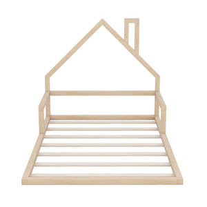 Elegant Floor Bed With House Shaped Headboard