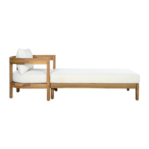 78" Acacia Wood Outdoor Chaise Lounge Chair