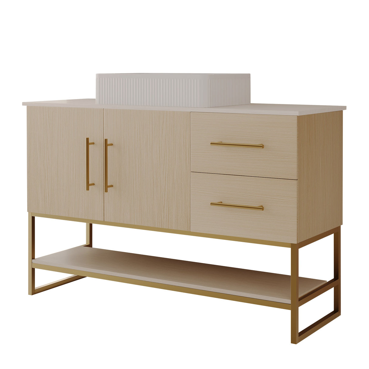 36" Modern Bathroom Vanity with Ceramic Vessel Sink