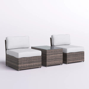 Modern Wicker Outdoor Seating Set with Cushions - Dark Brown or Dark Gray