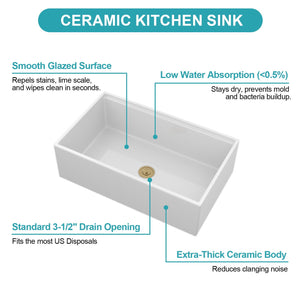 Workstation Single Bowl, Apron Front Kitchen Sink - White