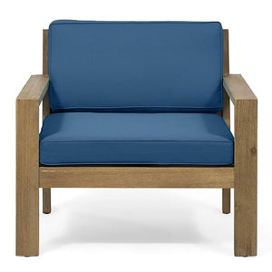 Antoine - Outdoor Acacia Wood Club Chairs With Cushions, (Set of 2)