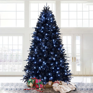6-Foot Pre-Lit Black Christmas Tree with 350 LED Lights - Black
