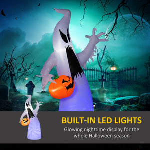 HOMCOM 5.9' Halloween Inflatable Outdoor Decoration Ghost with Pumpkin