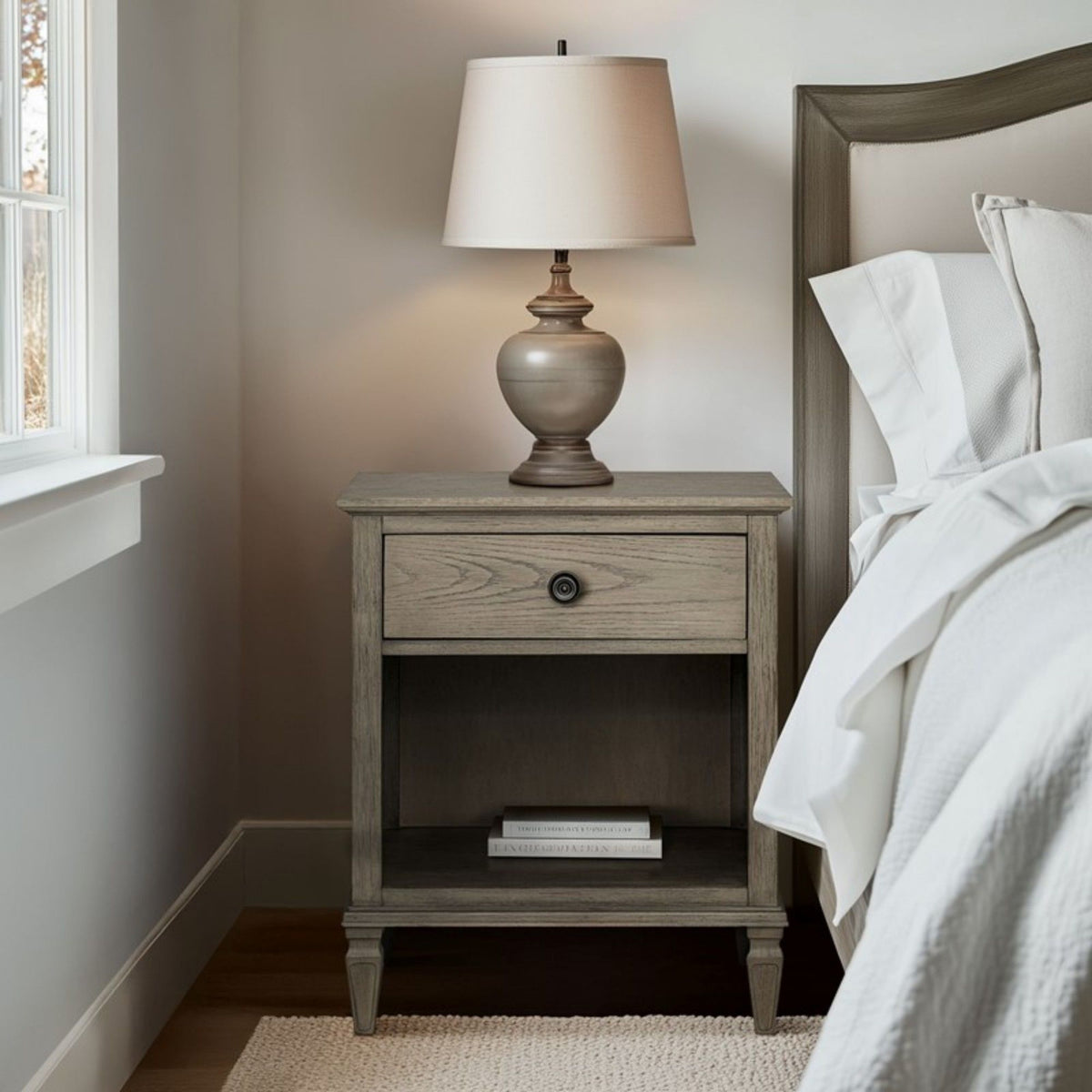 Victoria Nightstand with Open Storage - French Design - Multiple Colors